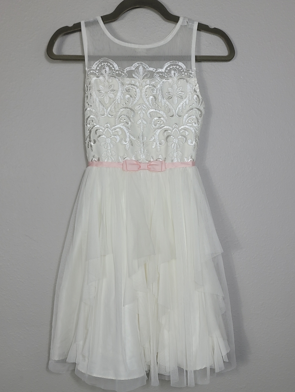 Jona Michelle Formal Occasion Dress Size 12 White Lace Tulle Fit Flare Special